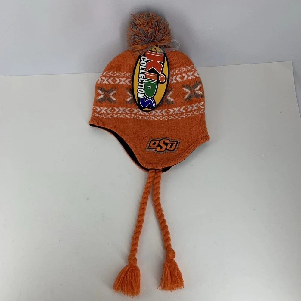 OSU Toboggan Beanie Kids Collection Oklahoma State Cowboys Orange Pom Hat Cap